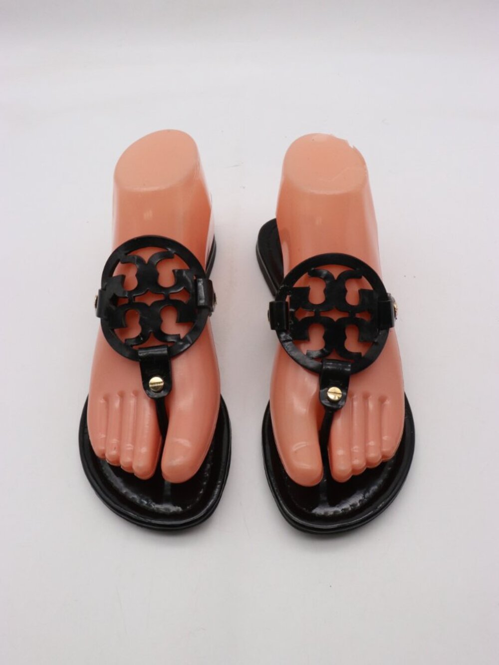 Tory Burch Miller Sandals Women's Size 6 M Patent Leather Black Casual Shoes
